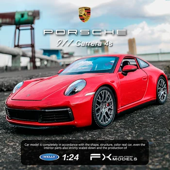Well 1:24 Porsche 911 Carrera 992 auto zliatiny auto model simulácie auto dekorácie kolekcie darček hračka lejacích model chlapec hračka