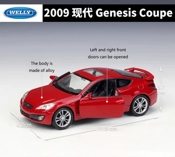 WELL Diecast 1:36 Auto Simulátor Kovové 2009 Hyundai Genesis Coupe Model Auta Vytiahnuť Späť Auta Zliatiny autíčka Pre Deti Darček Kolekcie