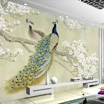 Wellyu Slávny obraz Čínske maľby Páva Magnolia Vták Čínsky štýl Stenu Vlastné Veľká nástenná maľba na Životné tapety