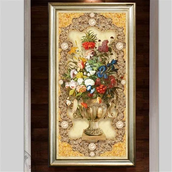 Wellyu Vlastné nástenné 3d foto tapety Európskej vzor olejomaľba kvet mramoru vstup tapety обои dekoratívne maľby