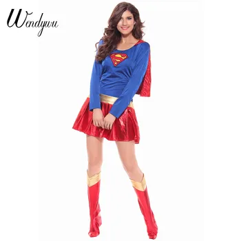 Wendywu Hot Predaj Ženy Superhrdina Dospelých Fantázie Mini Šaty Vybavy Halloween Super Dievča Kostým