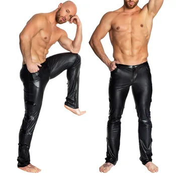 Wetlook Erotické Latex Gay Nohavice lakovanej Kože Fetish Mužov Tesný Pól Tanečné Kostýmy Fáze Clubwear Nohavice pre BDSM Sexuálne Otroctvo