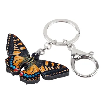WEVENI Tiger Akryl Swallowtail Motýľ kľúčenky Keychains Krúžky Hmyzu Šperky Pre Ženy, Dievčatá Prívesok, Peňaženky, Prívesky Darček
