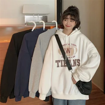 WFF Ženy je nové na jar a na jeseň kórejský voľné a lenivý kapucí top študent Mikina hoodies nadrozmerné streetwear ženy