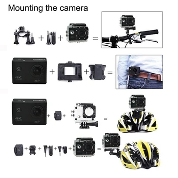 WIFI Nepremokavé Akcia Fotoaparát Cyklistické 4K kamera Ultra Potápanie 60PFS kamera na Prilbu požičovňa Cam podvodné Športy, 1080P, Fotoaparát