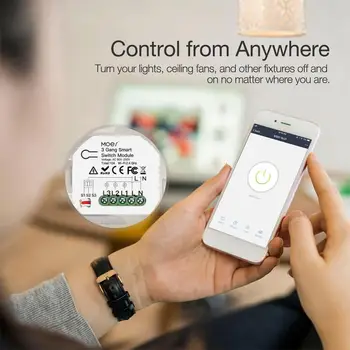 Wifi Smart Light Switch Diy Istič Modul Smart Života/Tuya APLIKÁCIU Diaľkové Ovládanie Práce s Alexa Echo Domovská stránka Google 1/2 Cesta 3 Gang