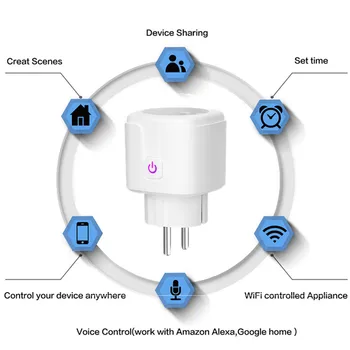 WiFi Smart Plug EÚ a USA, UK, Adaptér Bezdrôtové Diaľkové Ovládanie Hlasom Power Energy Monitor Zásuvky Časovač Zásuvka pre Alexa Domovská stránka Google
