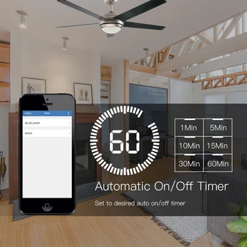 WiFi Smart Stropný Ventilátor Svetlo vypínač Inteligentný Život/Tuya APP Remote Rôzne Rýchlosti Ovládanie Kompatibilné s Alexa a Domovská stránka Google