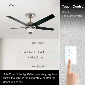 WiFi Smart Stropný Ventilátor Svetlo vypínač Inteligentný Život/Tuya APP Remote Rôzne Rýchlosti Ovládanie Kompatibilné s Alexa a Domovská stránka Google