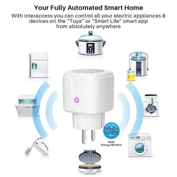 Wifi Smart Zástrčku EÚ 16A Power Monitor Načasovanie Funkcia Smart Život APLIKÁCIE Ovládanie Práce S Alexa Google Asistent 100-240V