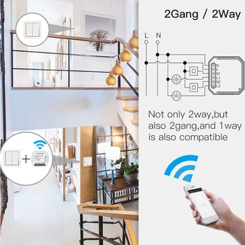 Wifi Stenu Smart Switch 2 2 Grand Spôsobom Diy Istič Inteligentný Život Modul APLIKÁCIU Diaľkové Ovládanie Práce S Alexa Echo Domovská stránka Google