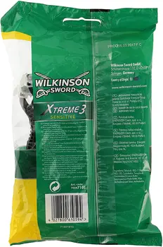 Wilkinson Sword Xtreme 3 Citlivé - Pack 8 mužských Triple čepeľ britva a lubrikačný Gél + 8 stroje