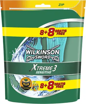Wilkinson Sword Xtreme 3 Citlivé - Pack 8 mužských Triple čepeľ britva a lubrikačný Gél + 8 stroje