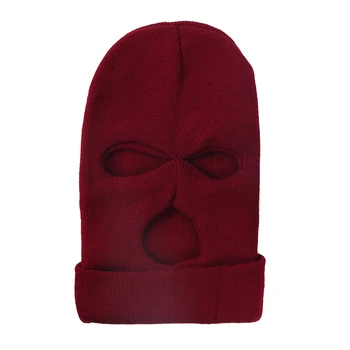 Winfox 3 Otvor Hot Maska Kukla Čierny Pletený Hat Ženy Muži Štít Na Tvár Čiapočku Spp Snehu V Zime V Teple