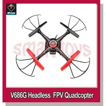 WLToys V686G Quadcopter s 3ks Extra Batéria 5.8 G FPV Bezhlavého Režim Drone s 2MPX HD Kamera Monitor DV686 Vrtuľník