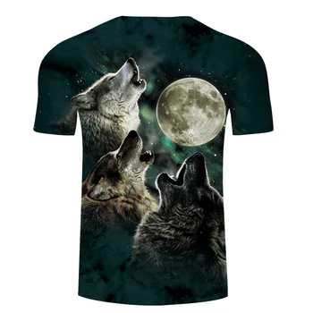 Wolf&Moon 3D Print t shirt Muži Ženy Letné tričká Krátky Rukáv Klasické O-krku Streetwear Topy&Tees 2018 Kvapka Loď ZOOTOP MEDVEĎ