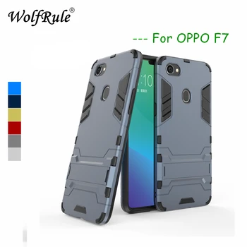 WolfRule Prípade OPPO F7 Kryt Mäkké Silikónové + Pevný Plastový Stojan Späť Prípade OPPO F7 Shell OPPO F7 Telefón Fundas
