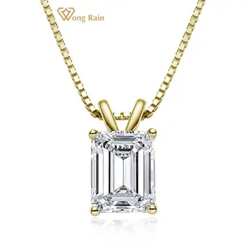 Wong Dážď 925 Sterling Silver Emerald Rez Vytvorený Moissanite Diamantov, Drahých Kameňov, Prívesok Náhrdelník Zapojenie Jemné Šperky
