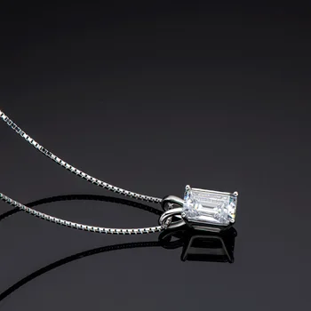 Wong Dážď 925 Sterling Silver Emerald Rez Vytvorený Moissanite Diamantov, Drahých Kameňov, Prívesok Náhrdelník Zapojenie Jemné Šperky