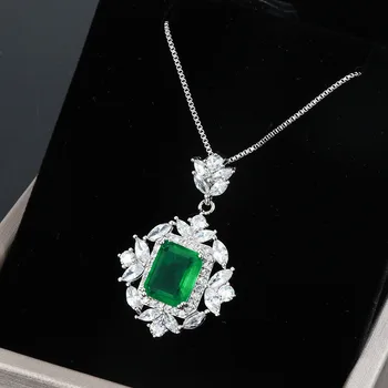 Wong Dážď 925 Sterling Silver Vytvorené Moissanite Emerald Drahokam Náušnice/Krúžky/Náhrdelník Svadobné Šperky Sady Veľkoobchod