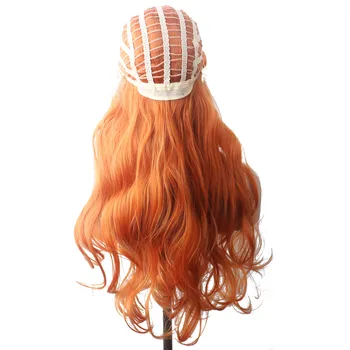 WoodFestival Dámy Syntetické Vlasy Orange Parochňa S Ofinou Cosplay Parochne Pre Ženy Dlhé Vlnité Ženské Vlasové Čiernej Na Šedú 30Inches