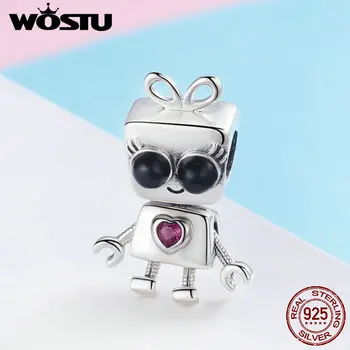 WOSTU 2019 Nové Autentické 925 Sterling Silver Krásne Robot Dievča Charms Perličiek Nosenie Náramku Prívesky DIY Módne Šperky Darček CQC885