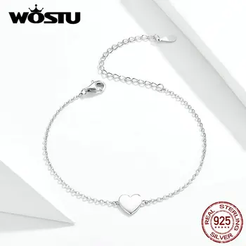 WOSTU Hot Predaj Reálne 925 Sterling Silver Láska Srdce Náramok Pre Ženy, Svadobné Milenca Náramky Luxusné Šperky Darčeky BKB161