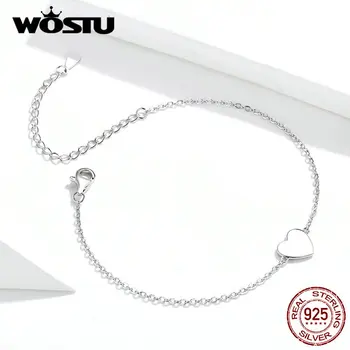 WOSTU Hot Predaj Reálne 925 Sterling Silver Láska Srdce Náramok Pre Ženy, Svadobné Milenca Náramky Luxusné Šperky Darčeky BKB161