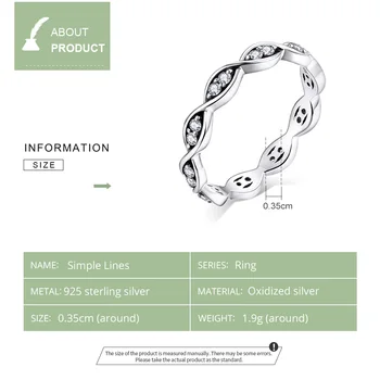 WOSTU Krúžok 2020 Nové 925 Sterling Silver Stohovateľné Jednoduché Geometrické Prst Prsteň pre Ženy, Svadobné Kapela Zapojenie Šperky CQR665