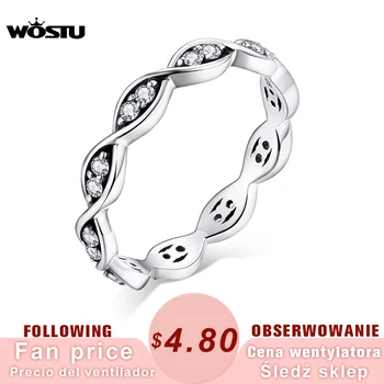 WOSTU Krúžok 2020 Nové 925 Sterling Silver Stohovateľné Jednoduché Geometrické Prst Prsteň pre Ženy, Svadobné Kapela Zapojenie Šperky CQR665