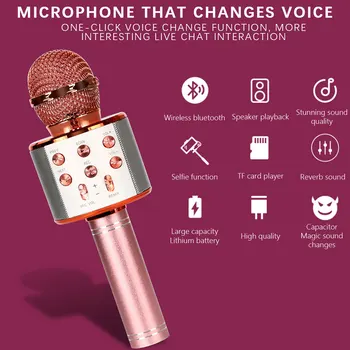 WS 858 Bezdrôtový Mikrofón Profesionálne Kondenzátora Karaoke Mikrofón Reproduktor Bluetooth Bezdrôtový Mikrofón Rozhlasové Štúdio na Nahrávanie Mic