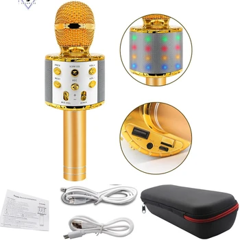 WS858 Profesionálne Bezdrôtové karaoke Mikrofón Reproduktor Kondenzátora Microfono Taška s Bluetooth Rádio, Štúdio, Nahrávať Mic PK WS-858