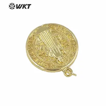 WT-MP160 Veľkoobchod zlato elektrolyticky pokrývajú Jehova prívesok módne kolo religous Christian prívesok 25 mm okrúhle mince kovový prívesok