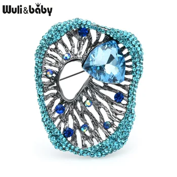 Wuli&baby Crystal Geometrie Brošne Ženy Drahokamu Modrá Zelená Svadby, Hostiny, Brošňa Darov Kolíkmi