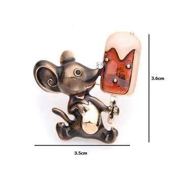 Wuli&baby Krásne Myši Jesť zmrzlinu Brošne Ženy Zliatiny Smalt Zvierat Brošňa Darov Kolíkmi