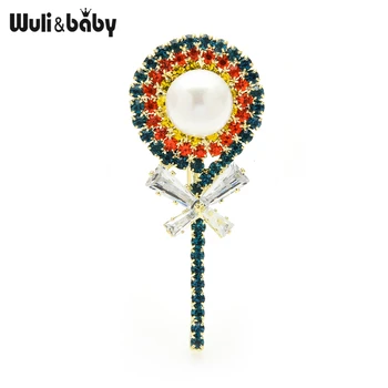 Wuli&baby Multicolor Zirkón Lízatko Brošne Kolíky Simulované-Pearl Candy Brošňa Pre Ženy Šperky Nový Rok 3.8 Deň Žien Darček