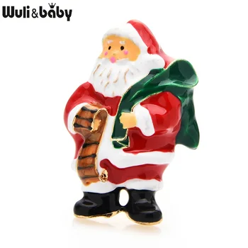 Wuli&baby Santa Claus 2020 Vianočné Brošňa Pre Ženy Smalt Nový Rok Obrázok Strana Bežné Brošňa Darov Kolíkmi