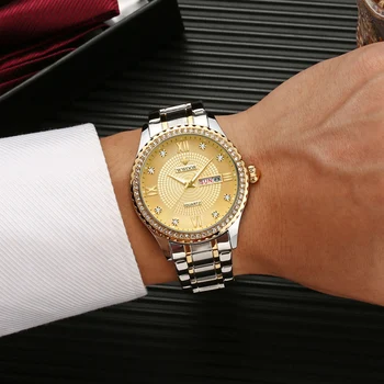 WWOOR Nový Pár Sledovať Top Značky Luxury Diamond Milovníka Náramkové hodinky Vodotesné Kalendár Quartz Bežné Hodiny Darček Pre Mužov A Lady