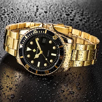 WWOOR Značky Muži Hodinky 2021 Luxusné Gold Black Watch Mužov Športové Potápačské Náramkové Hodinky Quartz Auto Dátum Nepremokavé Relogio Masculino