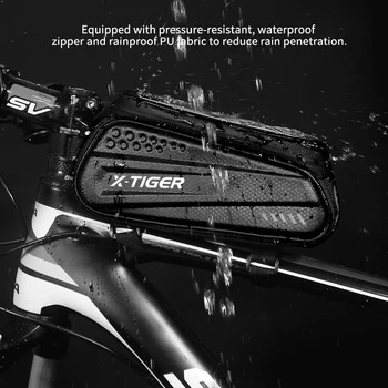 X-TIGER Cyklistické tašky Rainproof Taška na Bicykel Rám Prednej Hornej rámovej Trubky MTB Nepremokavé Cyklistické Taška Shell 3D Reflexná Telefón Dotykový displej Taška