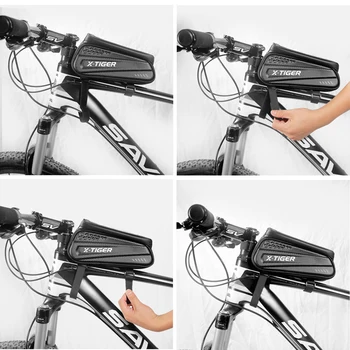 X-TIGER Cyklistické tašky Rainproof Taška na Bicykel Rám Prednej Hornej rámovej Trubky MTB Nepremokavé Cyklistické Taška Shell 3D Reflexná Telefón Dotykový displej Taška