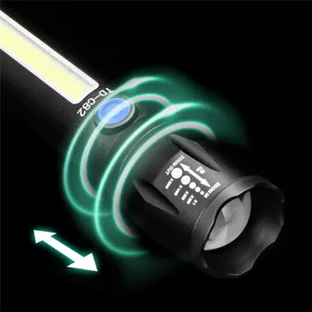 XANES Q5-XPE 300LM 200m KLASU Zoomovateľnom Baterka s Bočné Svetlo USB Nabíjateľné Nepremokavé 18650 Mini Pochodeň Reflektor Svietidla