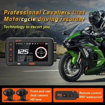XBHT Motocykel Fotoaparát GPS Sledovanie Moto videorekordér Zozadu Dash Cam WiFi Ovládanie Nočné Videnie Dual 1080P Nepremokavé