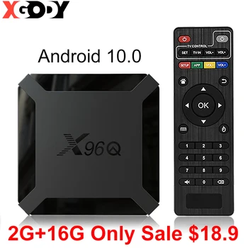 Xgody Smart TV BOX Android 10.0 X96Q 4K HDMI 2.0 2,4 G Wifi Allwinner H313 Quad Core 1G 8G 2 GB, 16 GB Media Player Set-Top Box EÚ