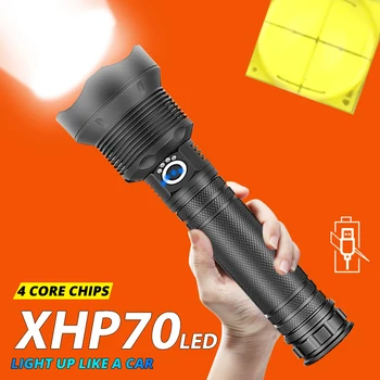 XHP70.2 Výkonné LED Baterka XHP50 USB Nabíjateľné Zoom, Vodotesný, Baterka 18650 26650 pre Lov SelfDefense Lampa