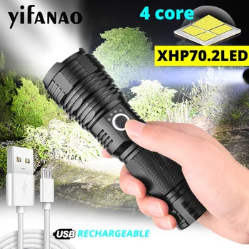 XHP70.2 Výkonný Blesk 26650 Ultra Svetlé Zoom Baterka T6 Camping Lampa USB Nabíjateľné XHP50.2 LED actical Svetlo Pre Rybolov