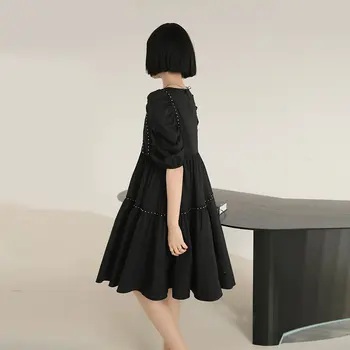 XITAO Módne Voľné Husto Šaty Ženy Trend Wild Black Skladaný Nepravidelný Šaty Elegantné Ženy Oblečenie 2020 Lete DMY4886
