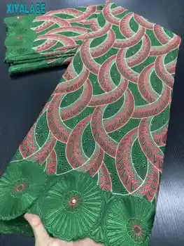 XIYA Swiss Voile Čipky Vo Švajčiarsku 2020 Vysoko Kvalitnej Bavlny Čipky Materiál Afriky Čipky Textílie Pre Svadobné Šaty QF3410B-4