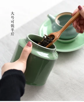 XMT-HOME keramické čajové políčka zelený čaj oolong čaj Kravatu Guan Yin čaj celadon zapečatené plechovky kanister 1pc