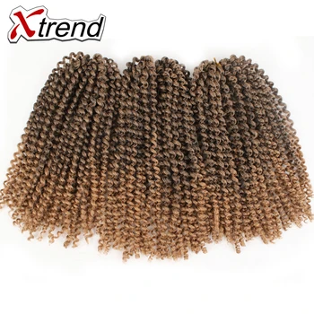 Xtrend 8 cm Syntetické Kinky Afro Kučeravé Háčkovanie Vrkoč predlžovanie Vlasov Čierna Hnedá Ombre Marlibob Vlasy 3Pieces/Veľa